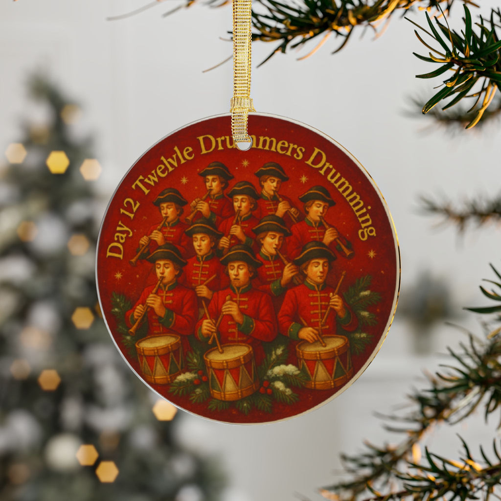 Twelve Drummers Drumming Ornament | Acrylic Christmas Tree Decoration  12 Days of Christmas Ornament | Holiday Keepsake Gift & Festive Décor