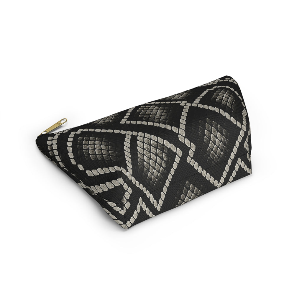 Black Snake Skin Pattern Accessory Pouch | T-Bottom Cosmetic Bag