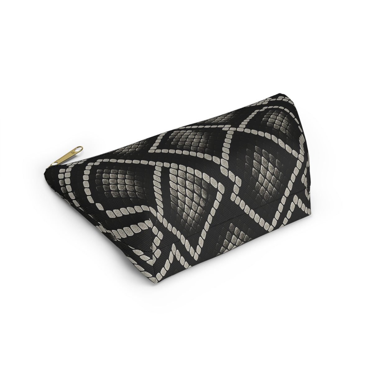 Black Snake Skin Pattern Accessory Pouch | T-Bottom Cosmetic Bag
