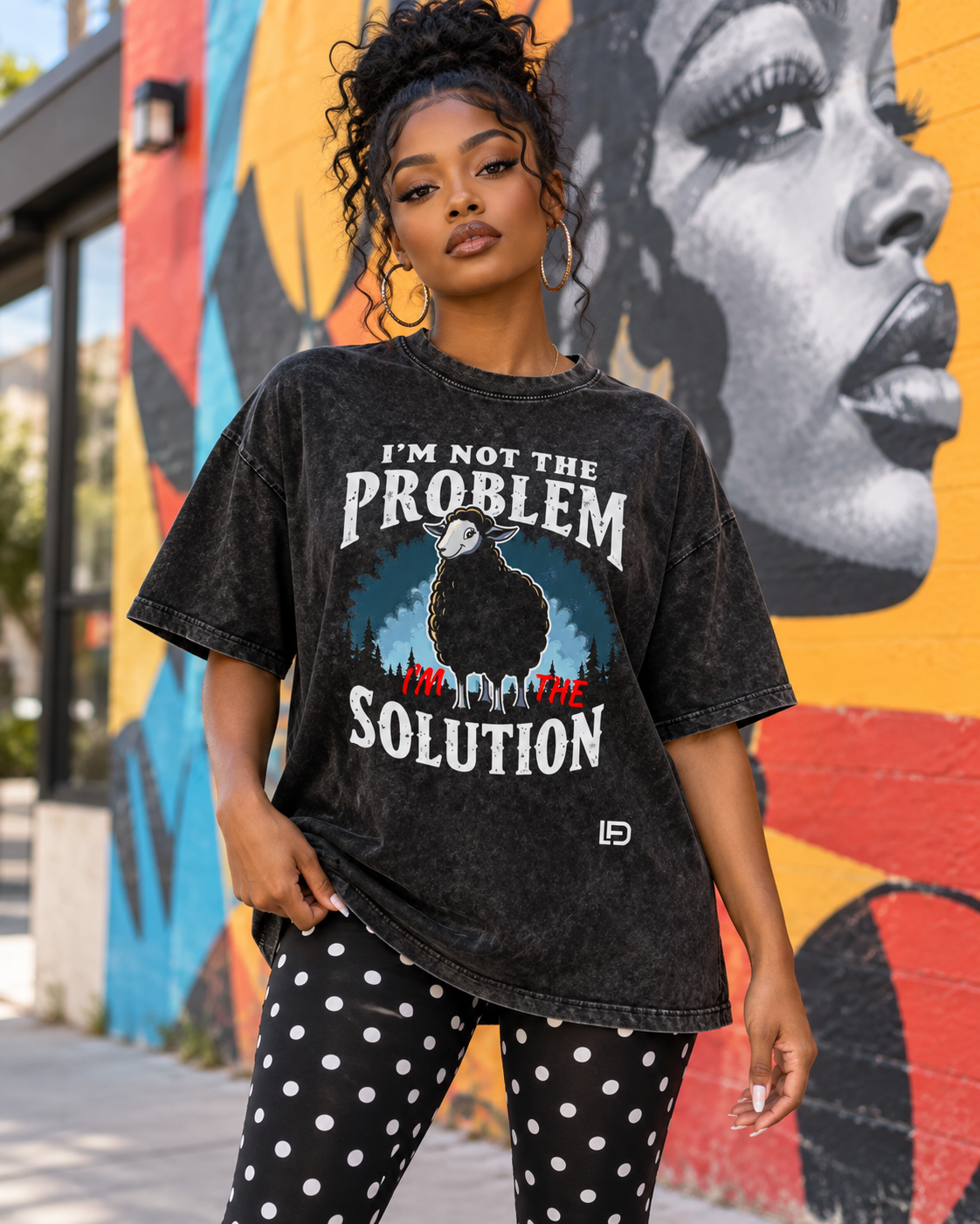 I'm Not the Problem I'm the Solution Snow Washed Oversized Cotton T-Shirt
