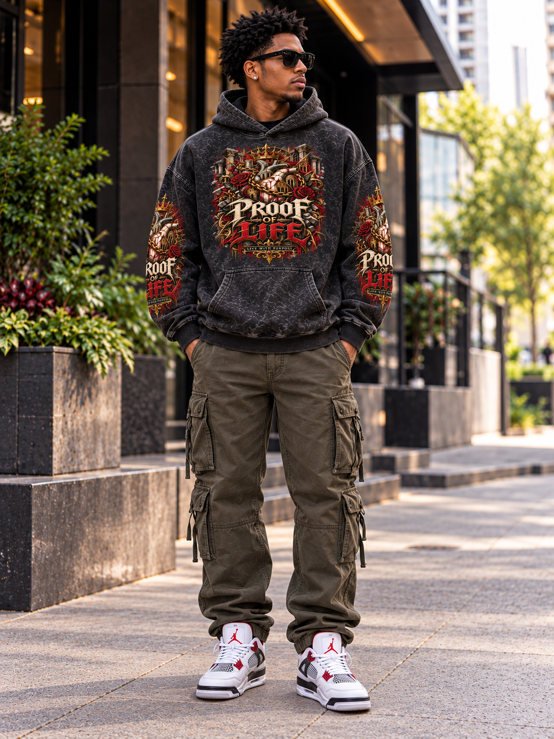 Proof of Life Snow Washed Loose Cotton Hoodie