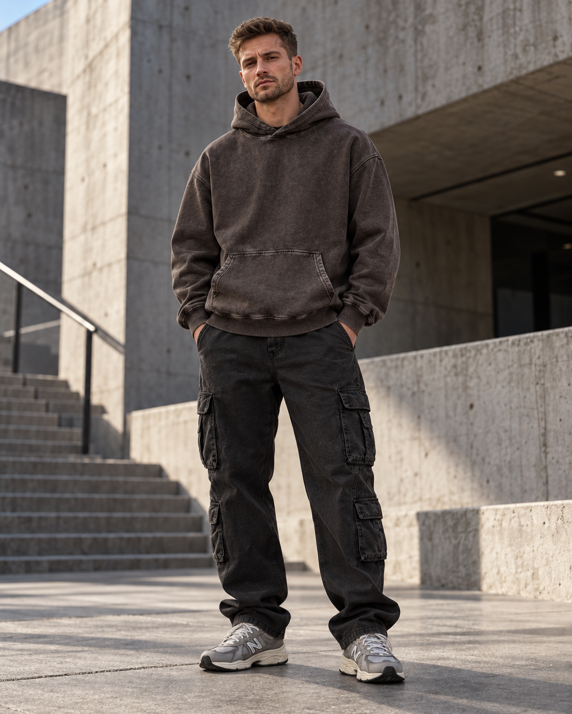 Time Reveals Everything - Snow Washed Loose Cotton Graphic Hoodie