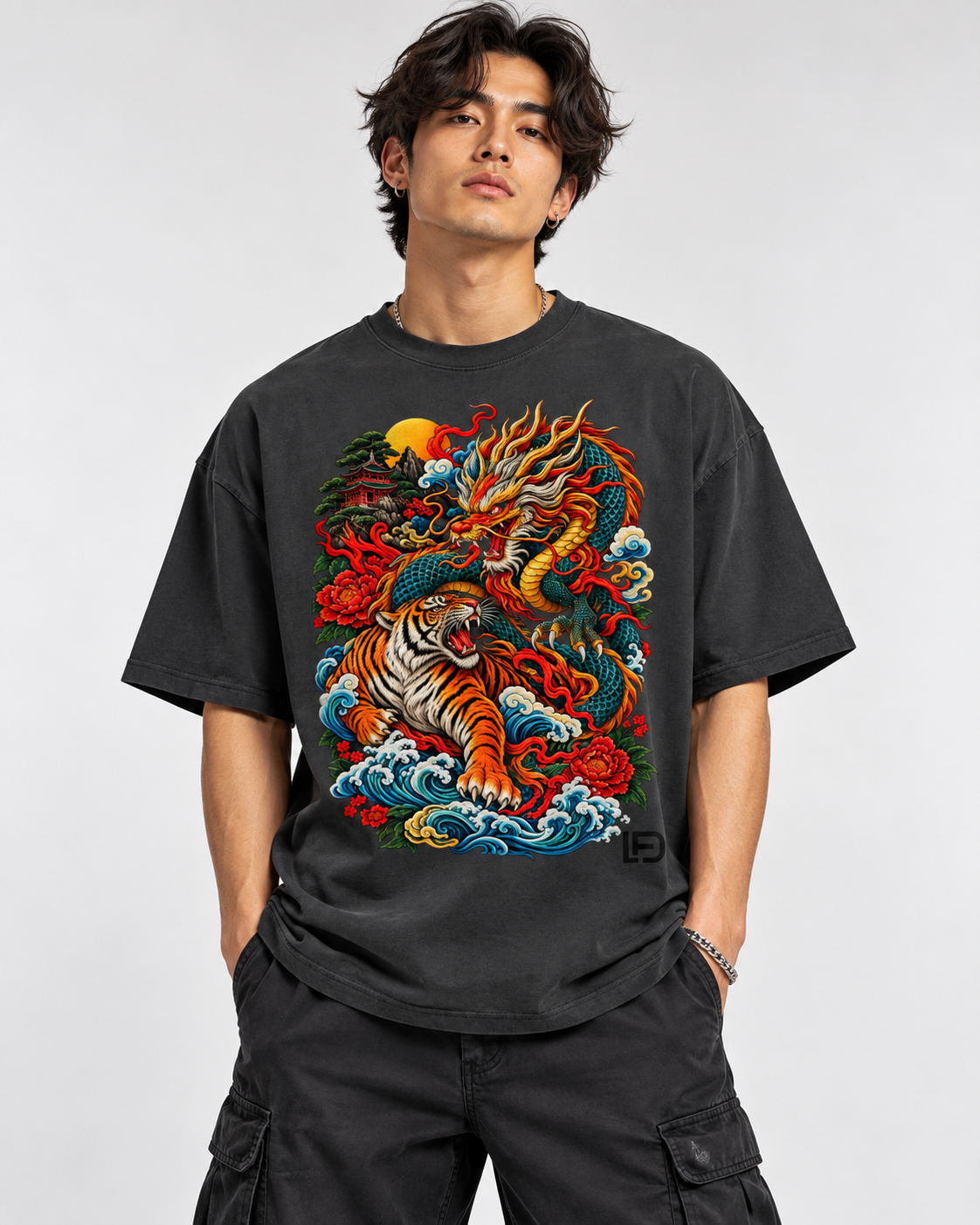 Dragon and Tiger Mythic Clash Classic Loose Boxy Tee