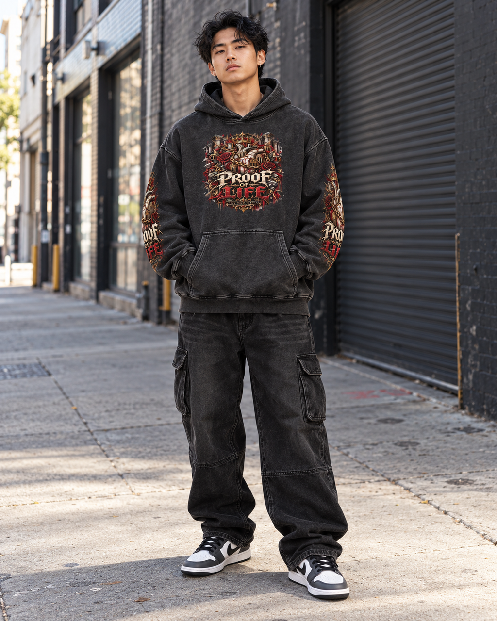Proof of Life Snow Washed Loose Cotton Hoodie