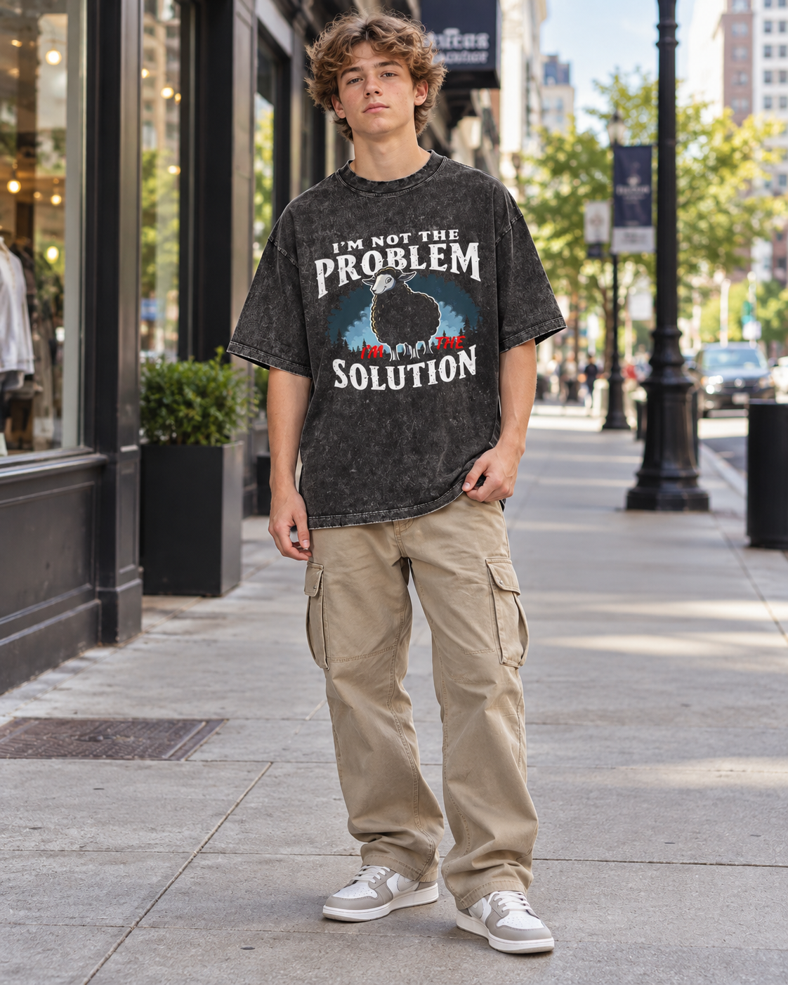 Kids & Teens  I'm Not the Problem I'm the Solution – Snow Washed Oversized Cotton T-Shirt