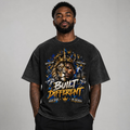 Built Different: Crowned Duality Snow Washed Oversized Cotton T-Shirt