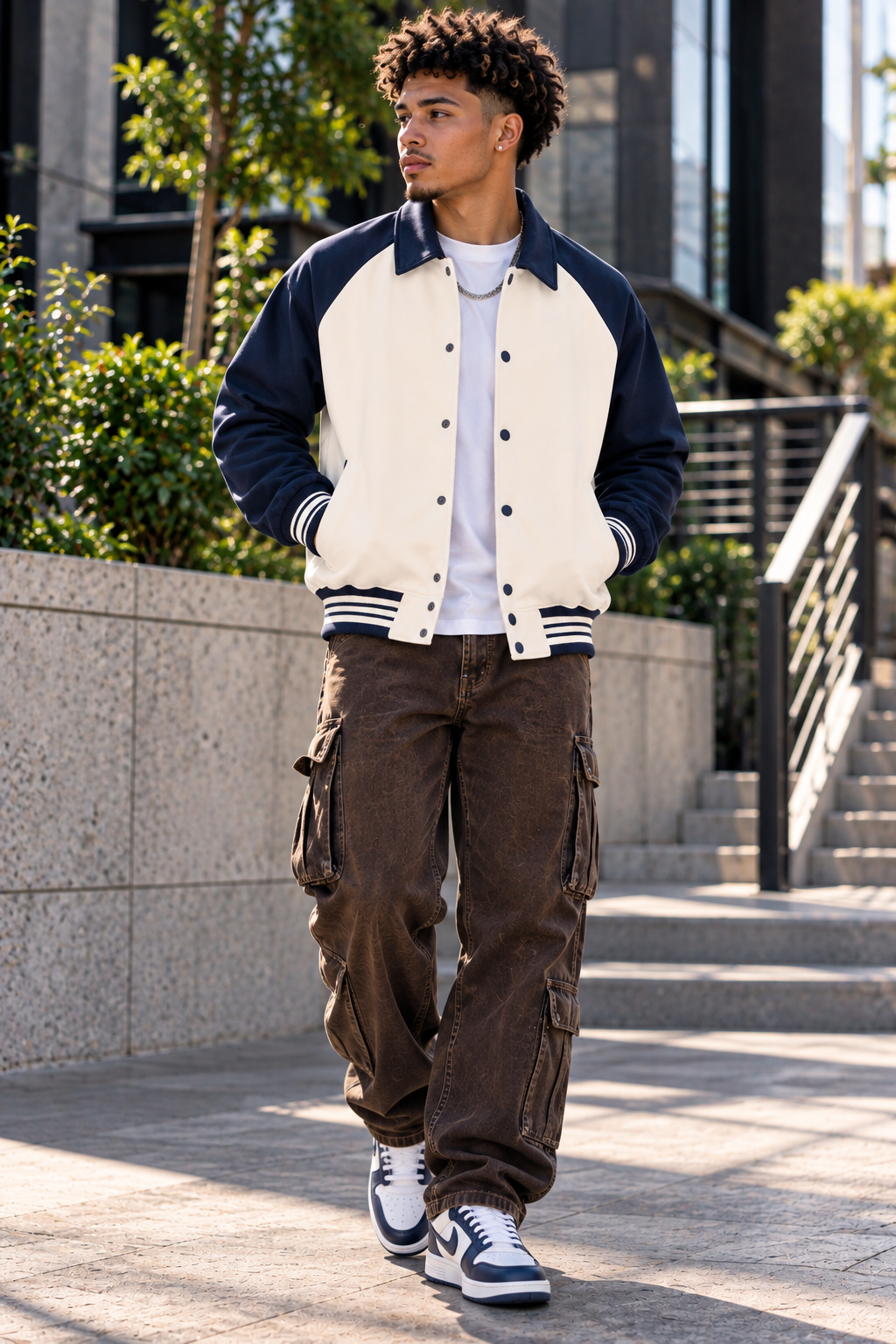 Dragon and Tiger Mythic Clash Contrast Raglan Sleeve Baseball Jacket