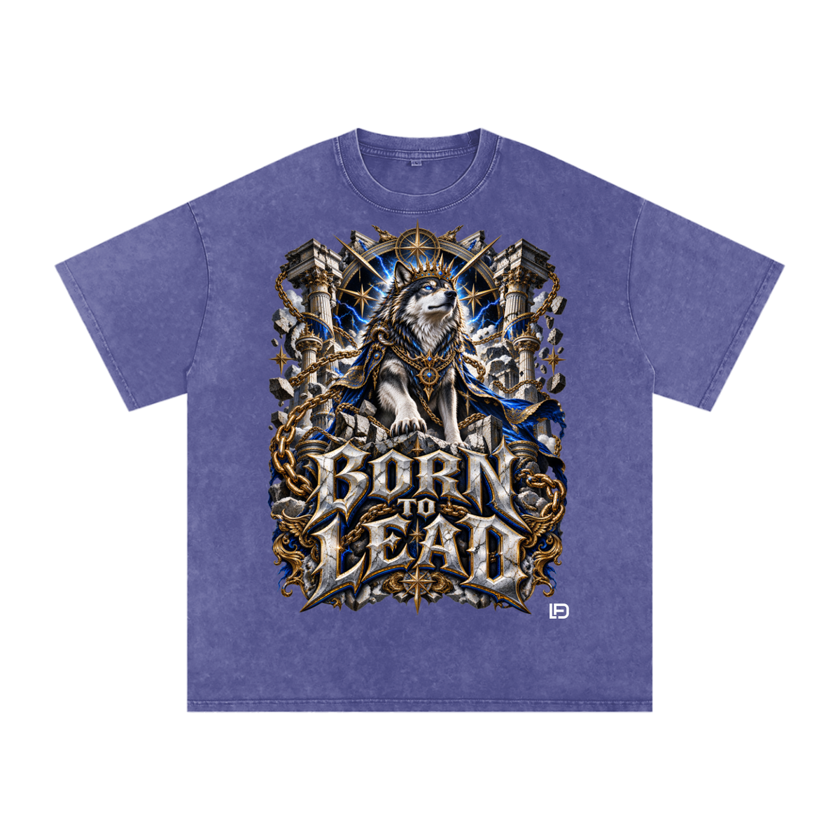 Born to Lead – Snow Washed Oversized Cotton Graphic T-Shirt