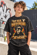 Kids & Teens Built Different: Live Well, Stay Strong, Be Brave Snow Washed Oversized Cotton T-Shirt