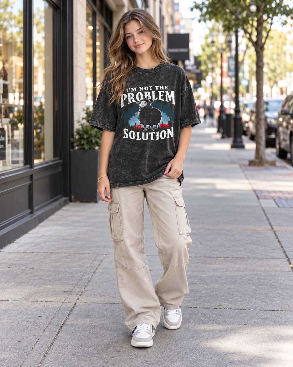 Kids & Teens  I'm Not the Problem I'm the Solution – Snow Washed Oversized Cotton T-Shirt
