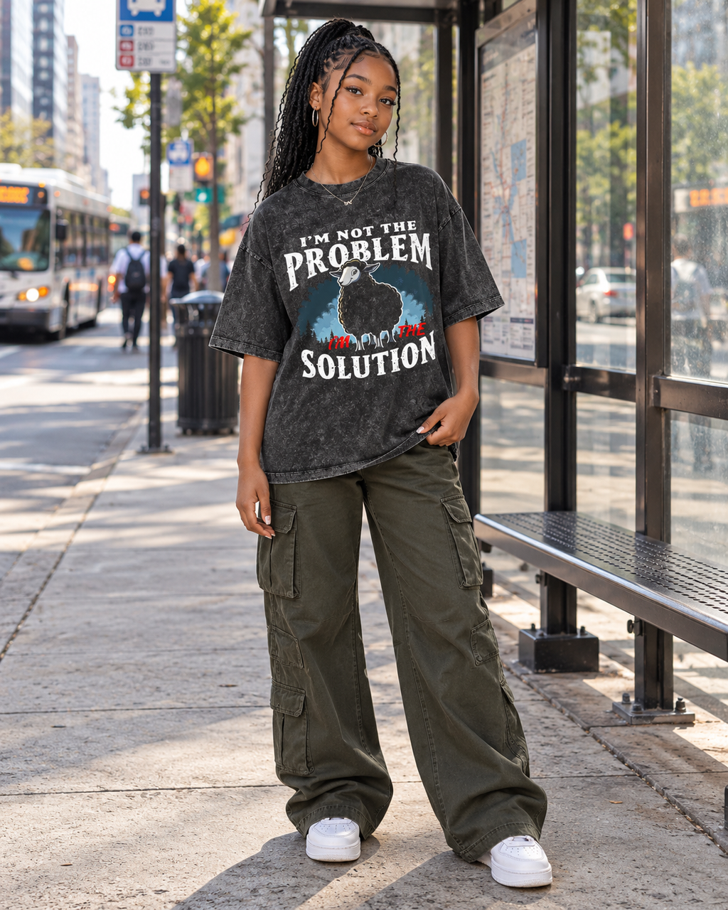 Kids & Teens  I'm Not the Problem I'm the Solution – Snow Washed Oversized Cotton T-Shirt