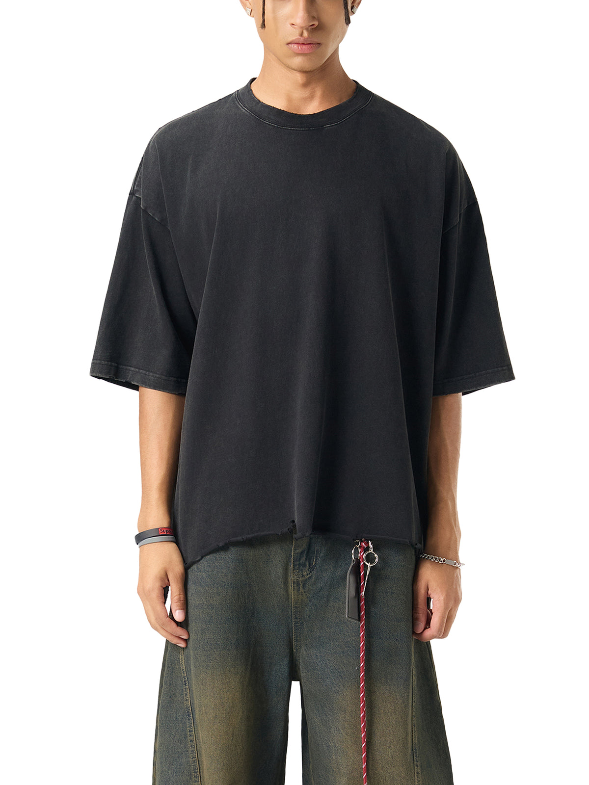 Dragon and Tiger Mythic Clash Snow Wash Raw-Hem Boxy T-Shirt