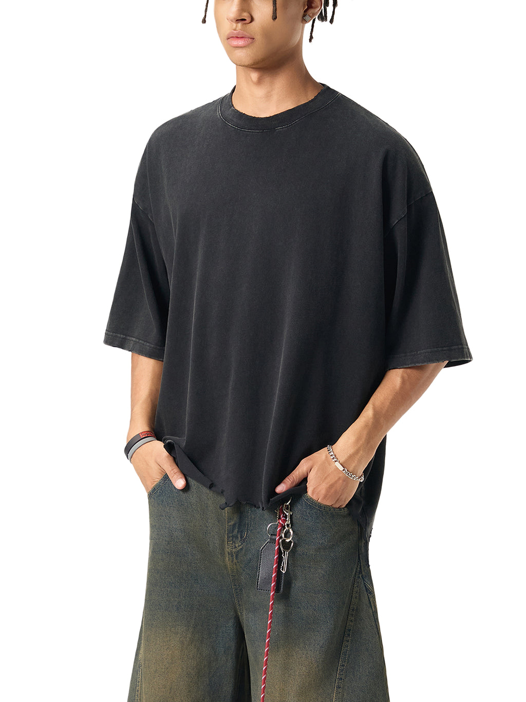 Dragon and Tiger Mythic Clash Snow Wash Raw-Hem Boxy T-Shirt
