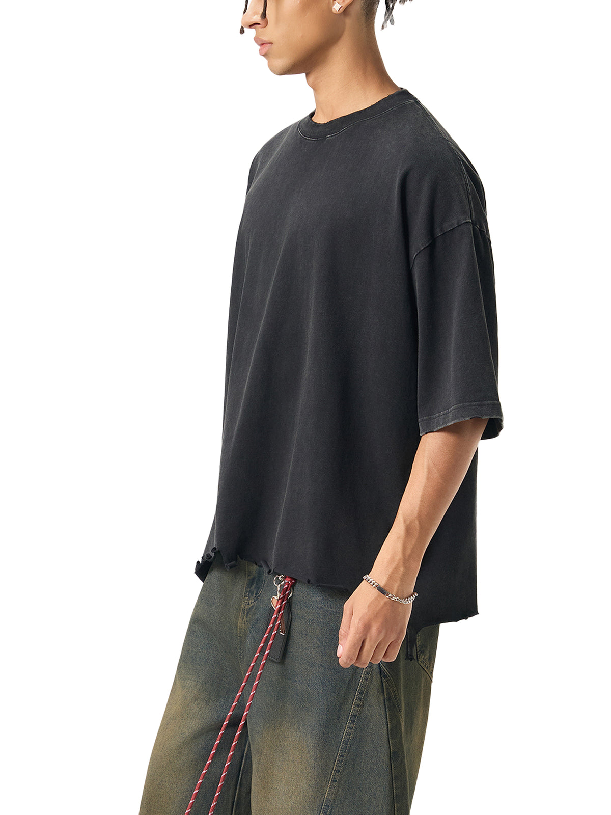 Dragon and Tiger Mythic Clash Snow Wash Raw-Hem Boxy T-Shirt